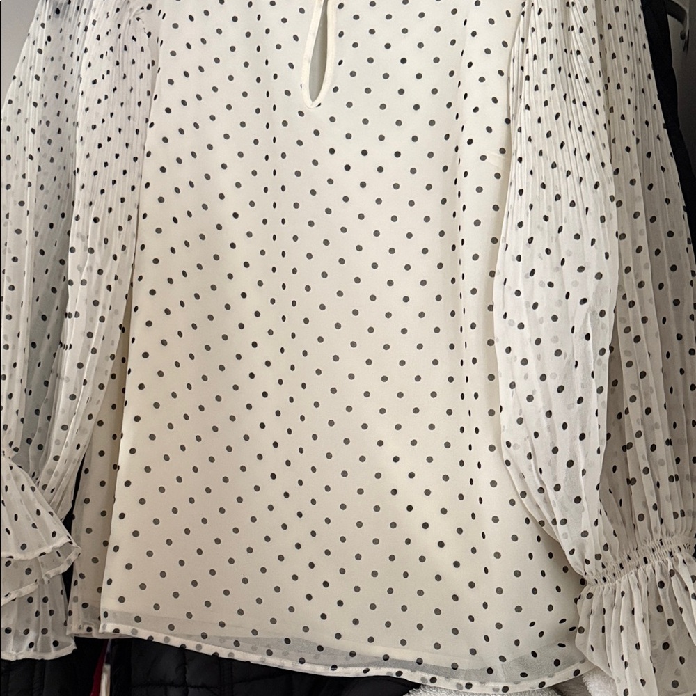 Talbots White Blouse with Black Polka Dots